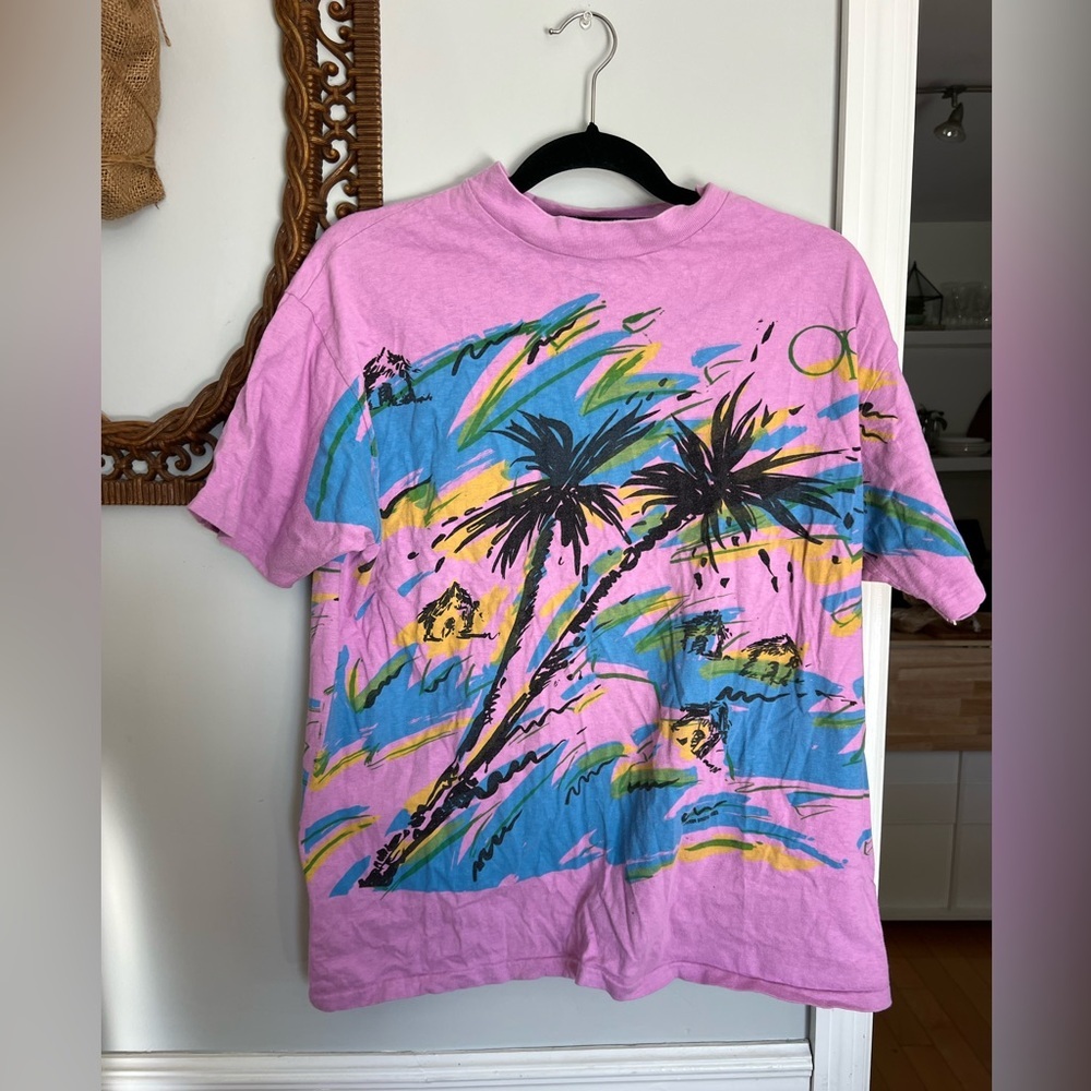 OP Tropical Pink and Blue Short Sleeve Tee